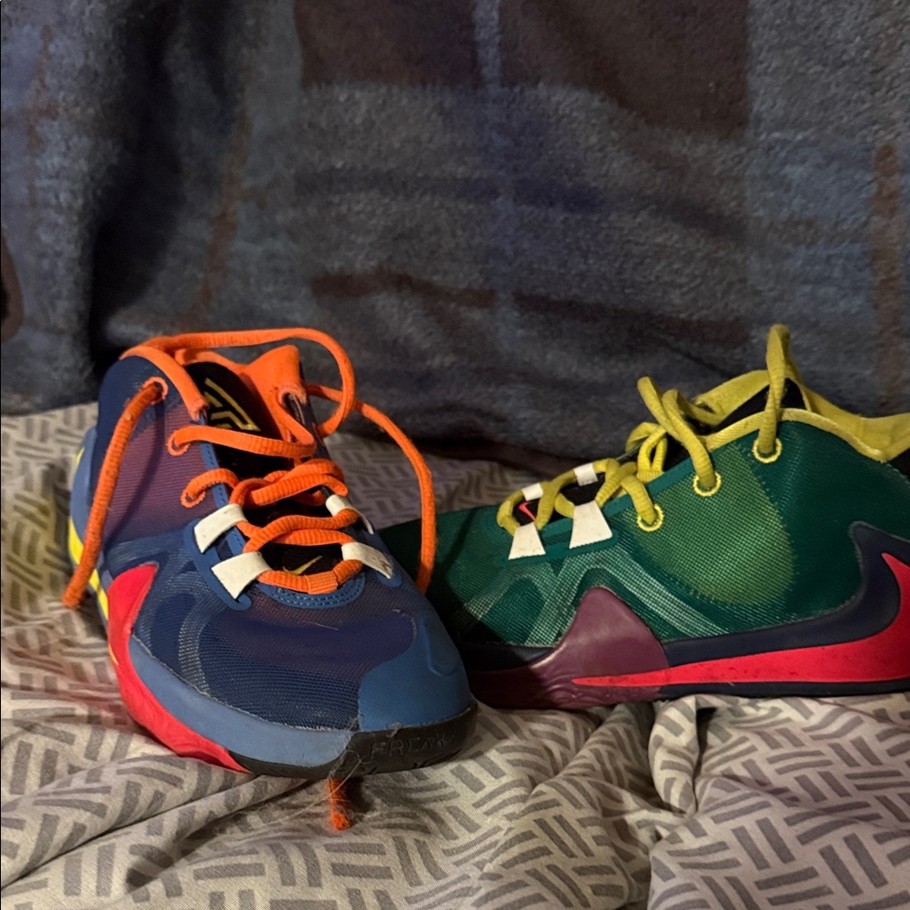Nike Kids Sneakers in Blue, Green, and Orange
